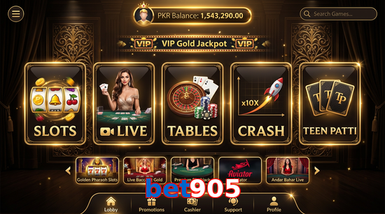 Main screen of Bet905 casino page for PK players